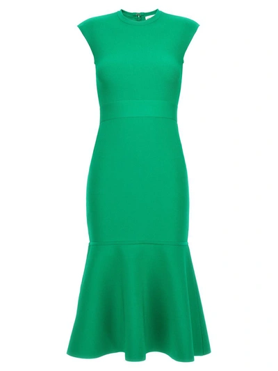 Herve Leger Women's Milano Cap-sleeve Flounce Midi-dress In Green