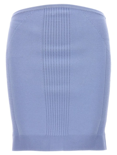 Herve Leger Pointelle Knit Mini Skirt In Light Blue