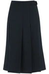 Lemaire Pleated Wool Wrap Skirt In Green