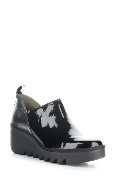 Fly London Beli Platform Wedge Bootie In Black/ Silver