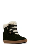 Sorel Out N About Wedge Sneaker Booties In Black White