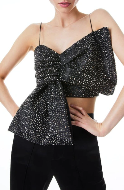 Alice And Olivia Crystal-embellishment Bow Top In Black