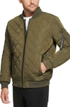 Calvin Klein Men's Quilted Baseball Jacket With Rib-knit Trim In Olivine