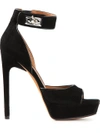 Givenchy Shark Lock Cutout Suede Platform Sandals In Black