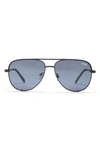 Quay High Key 50mm Micro Aviator Polarized Sunglasses In Black / Smoke Polarized