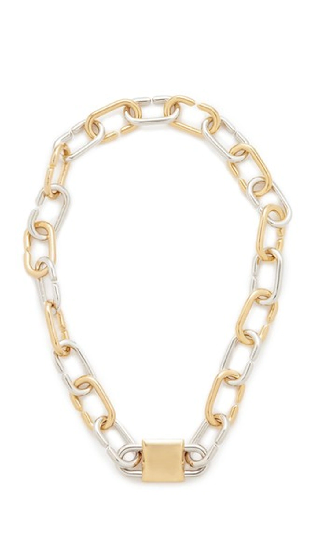 Alexander Wang Broken Link Double Lock Choker Necklace In Gold  