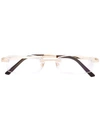 Cartier Santos Rectangular Frame Glasses In Gold