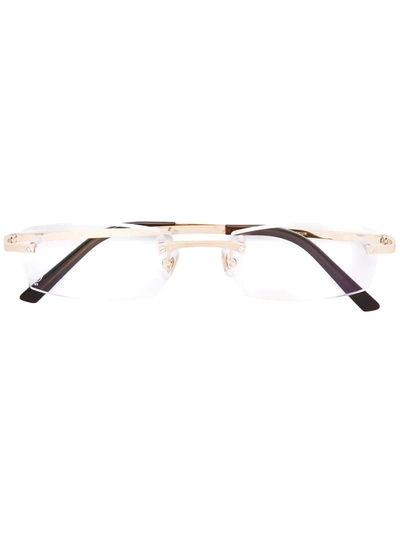Cartier Santos Rectangular Frame Glasses In Gold