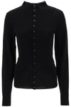 Lemaire Fitted Seamless Wool Cardigan In Black