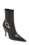 Off-white Leather High Boots With Cut-out Details Heel 11 Cm In Black/ Silver