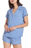 Eberjey Gisele Shortie Short Set In Nordic Stripes Vista Blueivory