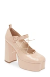 Simone Rocha Heart Toe Platform Laceup Ballerina Heels In Powder