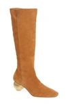 Cult Gaia Zuri Suede Knee Boots In Camel