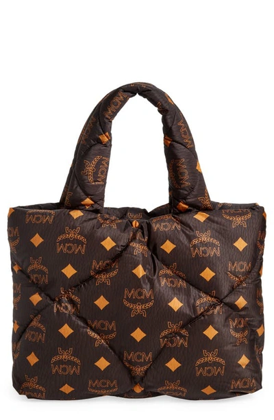 Mcm Maxi Munchen Quilted Nylon Tote In Black