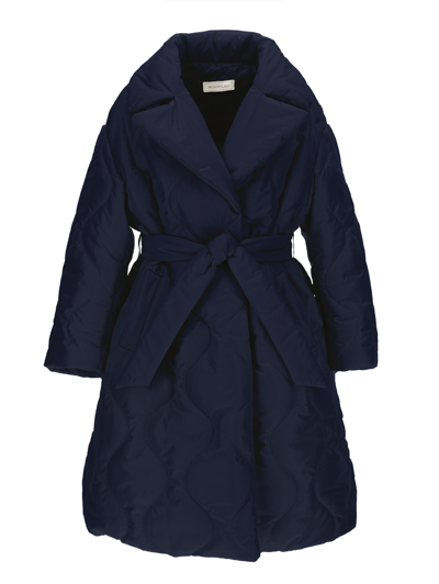 Monnalisa Quilted Technical Fabric Coat In Navy Blue