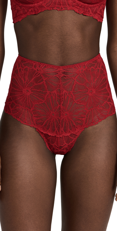 Dora Larsen Constance Stretch-recycled Lace Briefs In Red