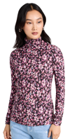 Isabel Marant Étoile Lou Ruched Long Sleeve Turtleneck Top In Midnight/pink