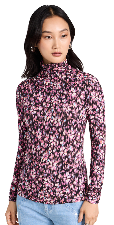 Isabel Marant Étoile Lou Ruched Long Sleeve Turtleneck Top In Pink