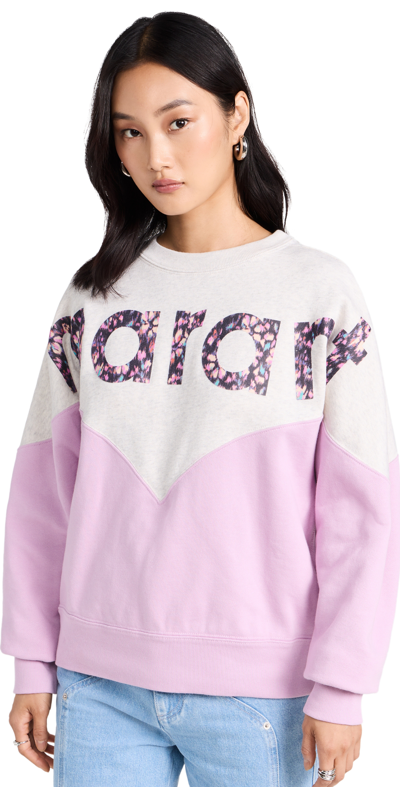 Isabel Marant Étoile Isabel Marant Etoile Houston Two-tone Sweatshirt With Logo Print In Pink