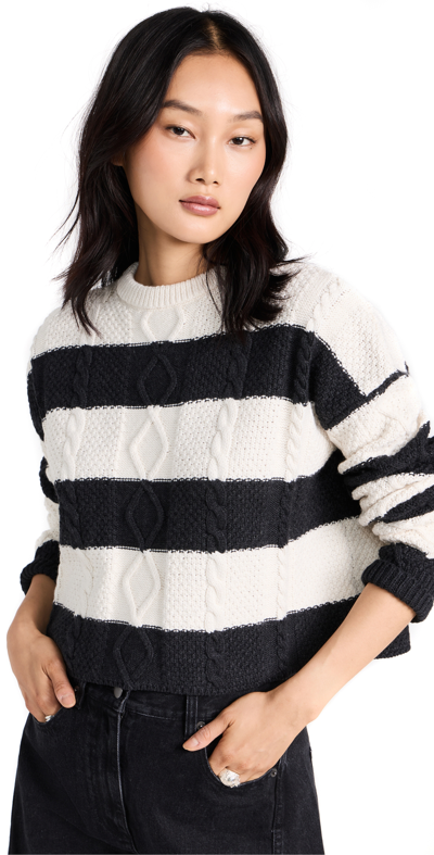 Askk Ny Cable Cropped Crew Jumper In Stripe
