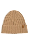 Vince Tv Dnu  Basic Chunky Rib Wool & Cashmere-blend Beanie In Camel