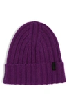 Vince Chunkky Rib Wool & Cashmere Beanie In Purple