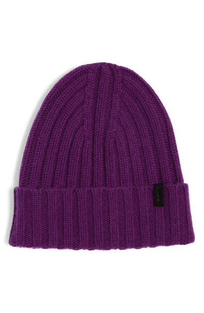 Vince Chunkky Rib Wool & Cashmere Beanie In Purple