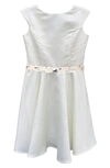 Un Deux Trois Kids' Cap Sleeve Satin Dress In Ivory