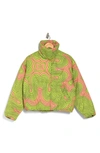 Obey Wavy Puffer Jacket In Algae Green Multi