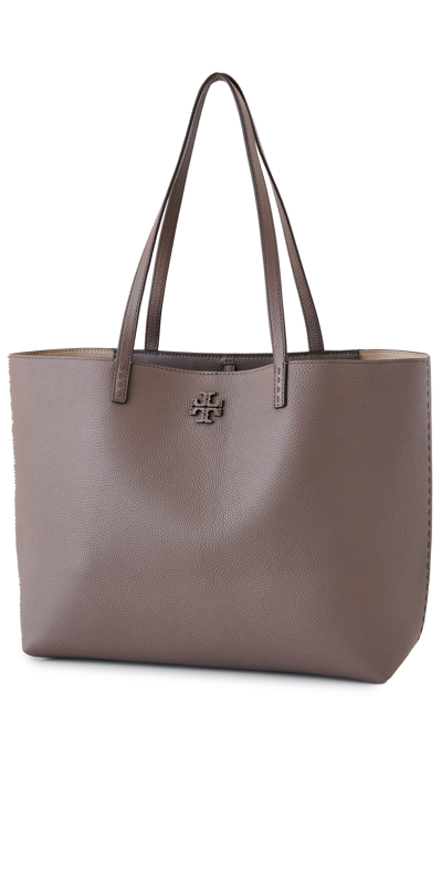 Tory Burch Mcgraw Tote In Silver Maple