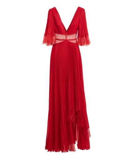 Gemy Maalouf Flared Dress With Lace Details - Long Dresses In Red