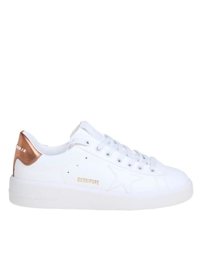 Golden Goose Smooth Leather Low-top Sneakers With Textured Heel Tab In White