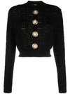 Balmain Black Jacquard Sweater In Black