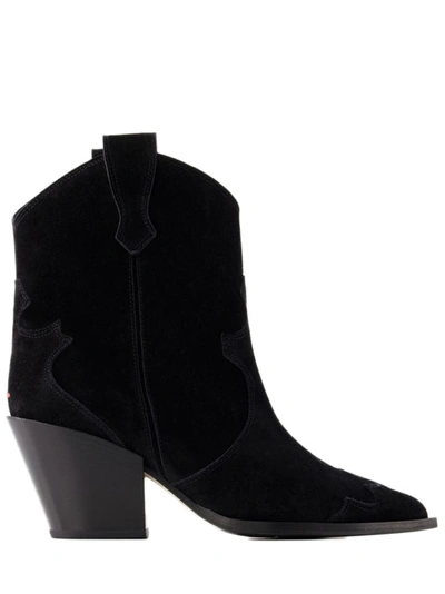 Aeyde Pointed-toe Suede Boots In Black