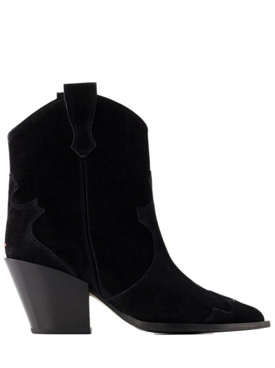 Aeyde Albi 80mm Leather Ankle Boots In Black