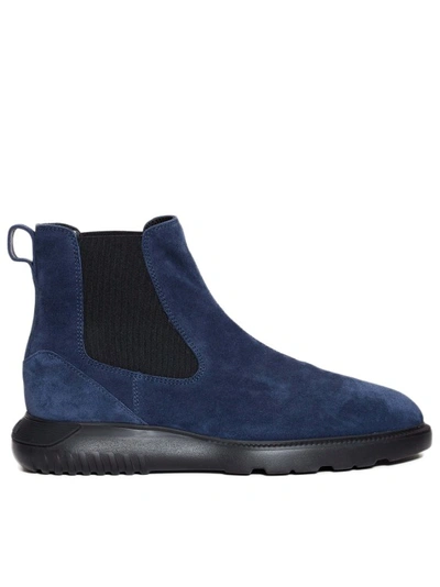 Hogan Blue Suede Ankle Boots