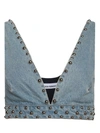 Rabanne Studded Cropped Top In Blue