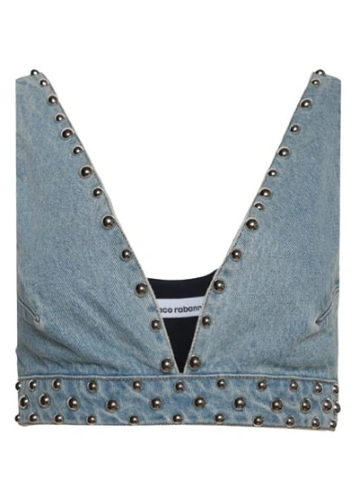 Rabanne Studded Cropped Top In Blue