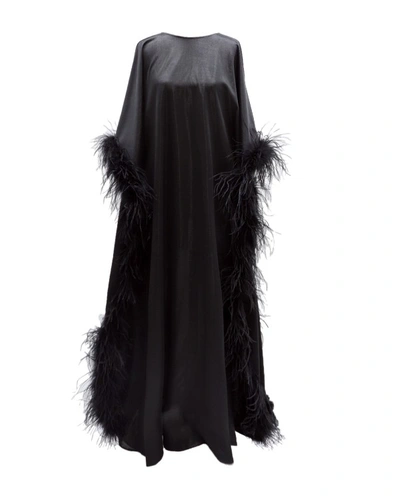 Gemy Maalouf Feathered Hem Long Dress - Long Dresses In Black