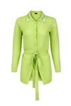ANDREEVA LIME CASHMERE SHIRT WITH EMBROIDERY