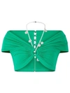 Rabanne Keyhole Bustier Crop Top In Green