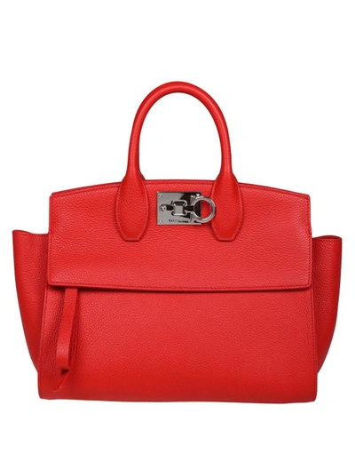 Ferragamo Studio Sof Leather Handbag In Red