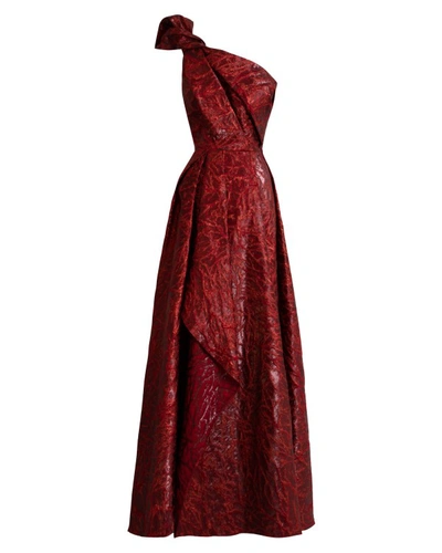 Gemy Maalouf One-shoulder Draped Dress - Long Dresses In Burgundy