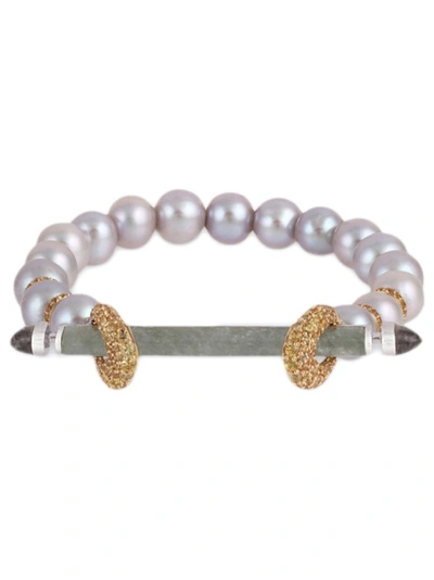 Ananya Grey Pearl And Jadeite Chakra Bracelet In Not Applicable