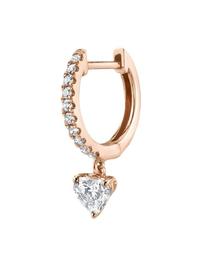 Anita Ko Individual Huggie Earring With Heart Diamond Drop In Gold