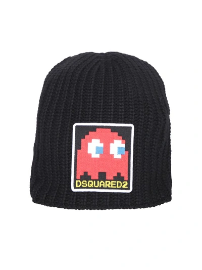 Dsquared2 Pac-man Wool-blend Hat In Black