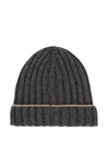 Brunello Cucinelli Dark Grey Cashmere Beanie In Grey