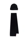 DSQUARED2 BLACK WOOL SCARF AND HAT SET