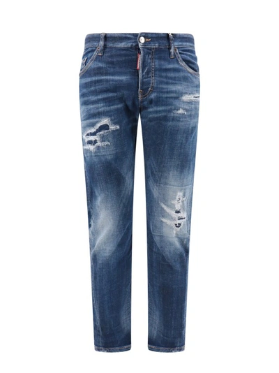 Dsquared2 Stretch Cotton Jeans With Ripped Effect In Blue