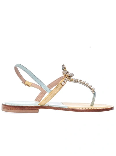 Paola Fiorenza Bicolor Yellow And Light Blue Flip Flops In Multicolor